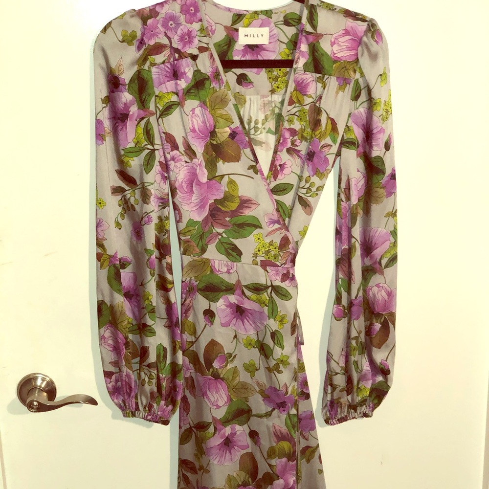 Wrap floral midi dress